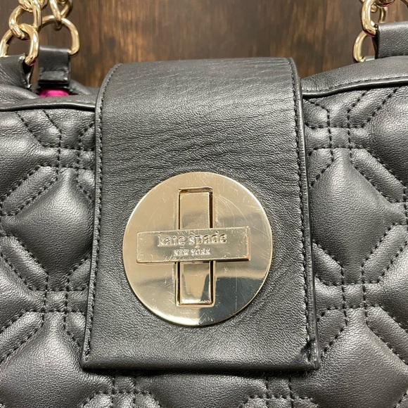 Kate Spade New York Gold Hardware Large Quilted Leather Shoulder Tote in Black - Picture 2 of 10